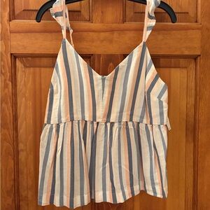 Old Navy Striped Peplum Cami in Blue, White & Peach